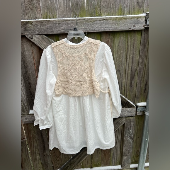 👗Annie wear white dress with crochet vest - Picture 5 of 13